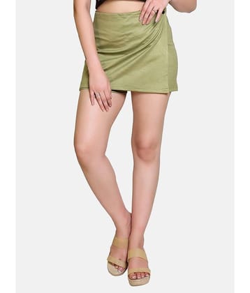 Bombay Velvet - Olive Cotton Blend Women's Wrap Skirt ( Pack of 1 )