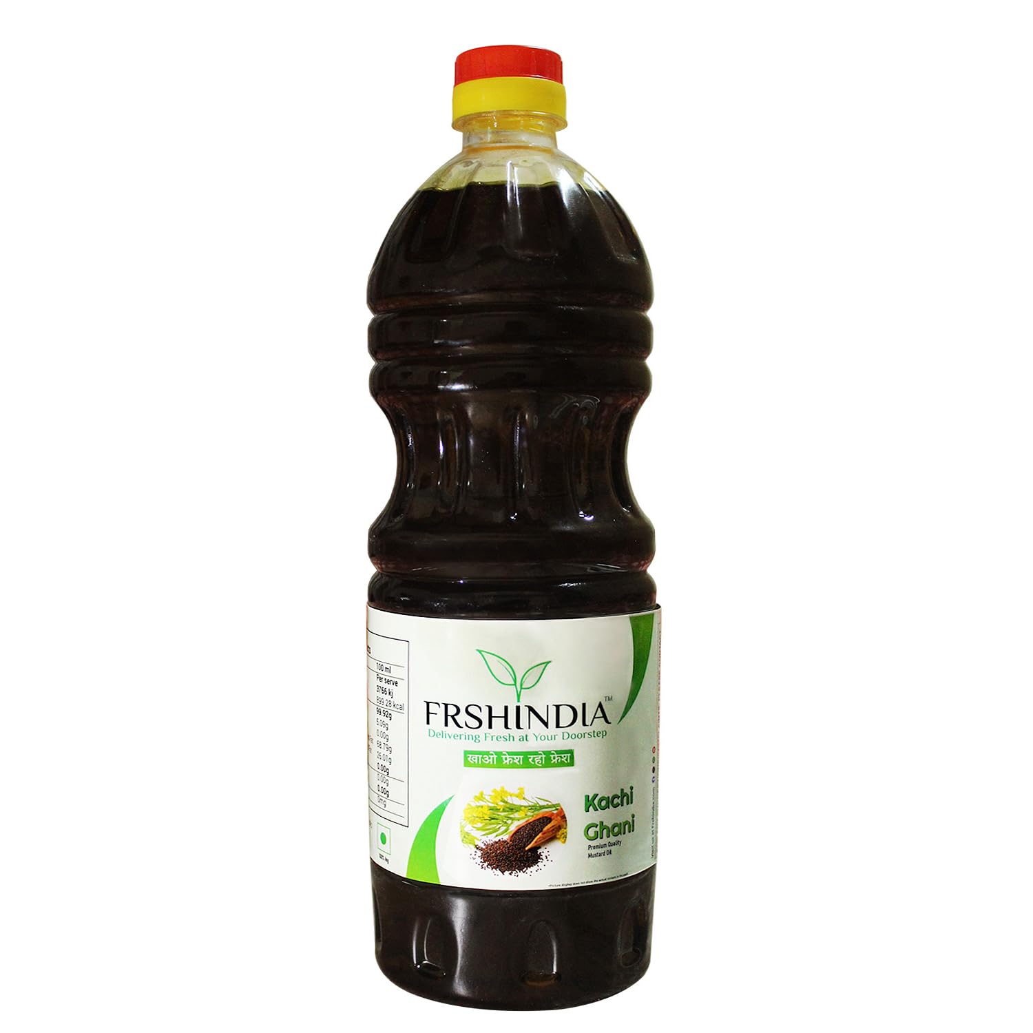 FrshIndia Premium Kachhi Ghani Authentic Preparation From Fresh Seeds, Pure Mustard Oil, 1 L Pet Bottle