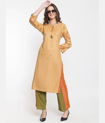ELTHIA - Beige Rayon Women's Straight Kurti ( Pack of 1 )