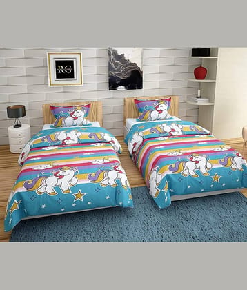 Decent Home Poly Cotton 2 Single Bedsheet with 2 Pillow Covers ( Pink )