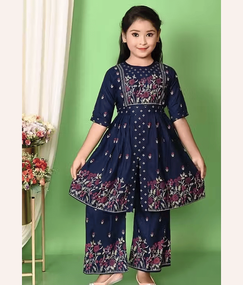 DS DRESSES Girls Cotton Kurti with Pants ( Pack of 1 , Green )