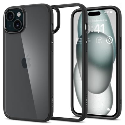 Spigen Ultra Hybrid Back Cover Case for iPhone 15 Plus, Durable Hybrid Structure, Air Cushion Technology - Polycarbonate + TPU | Matte Black Spigen Ultra Hybrid Back Cover Case for iPhone 15 Plus, Durable Hybrid Structure, Air Cushion Technology - Polyca
