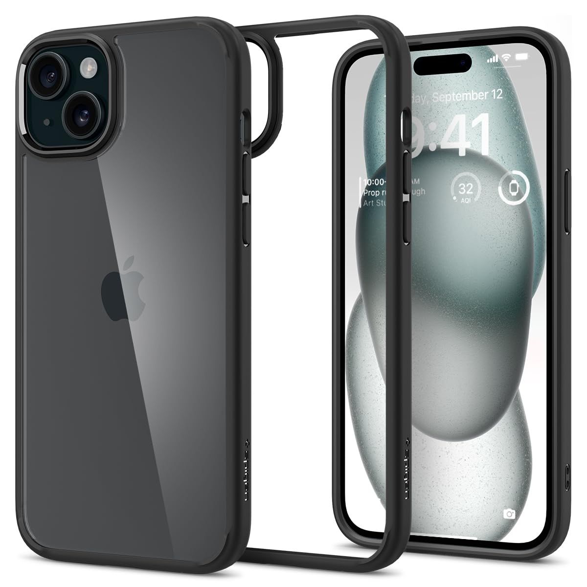 Spigen Ultra Hybrid Back Cover Case for iPhone 15 Plus, Durable Hybrid Structure, Air Cushion Technology - Polycarbonate + TPU | Matte Black Spigen Ultra Hybrid Back Cover Case for iPhone 15 Plus, Durable Hybrid Structure, Air Cushion Technology - Polyca