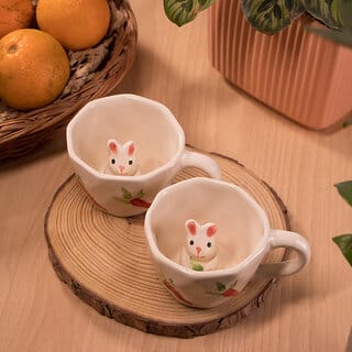 Ceramic Rabbit Coffee Cup Pack of 2 - Cute Animal Themed Mug Ceramic Rabbit Coffee Cup Pack of 2 - Cute Animal Themed Mug