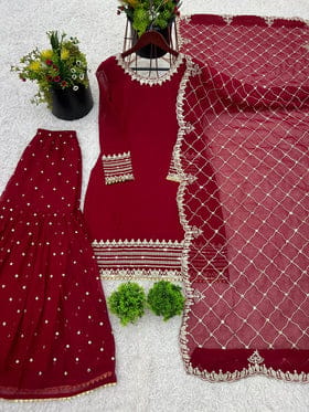 arty Wear Look Top-Plazzo And Dupatta With Heavy Embroidery Work