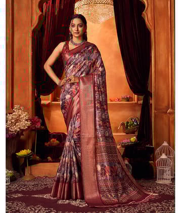 Aadvika Cotton Printed Saree With Unstitched Blouse Piece ( Pink )
