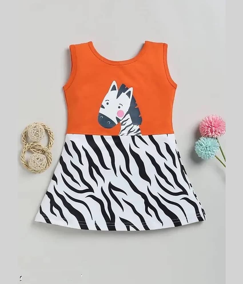 VELION Cotton Blend Frock For Baby Girls ( Pack of 1 , Orange )