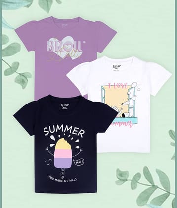 J&JP Pack of 3 Girls Cotton Blend T-Shirt ( Multicolor )