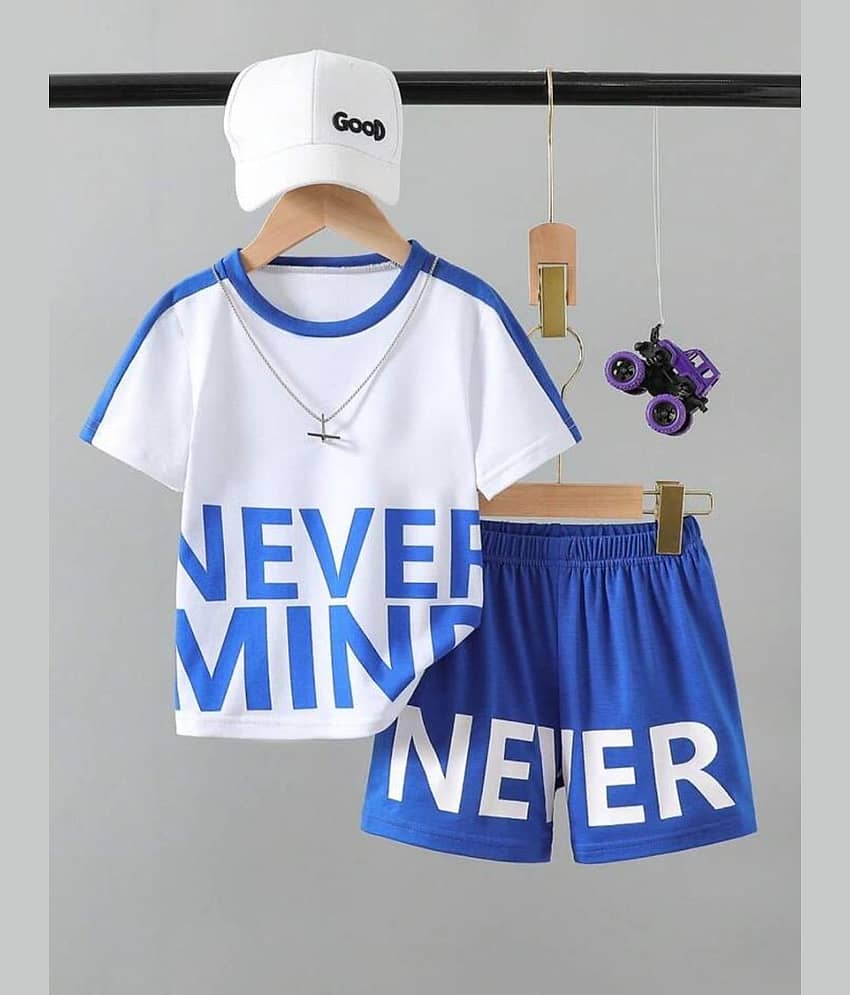 ODIMENT Pack of 1 Unisex Cotton T-Shirt & Shorts Set ( Blue )