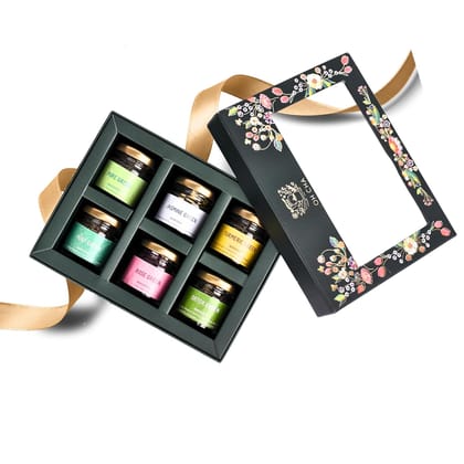 Oh Cha Green Tea Gift Box | Assorted Tea Gift Set with 6 Flavors | Whole Green Tea Leaves | Green Tea for Weight Loss | Birthday Gift for Girls | Gift for Men Women, Wedding Gift, 60 gm