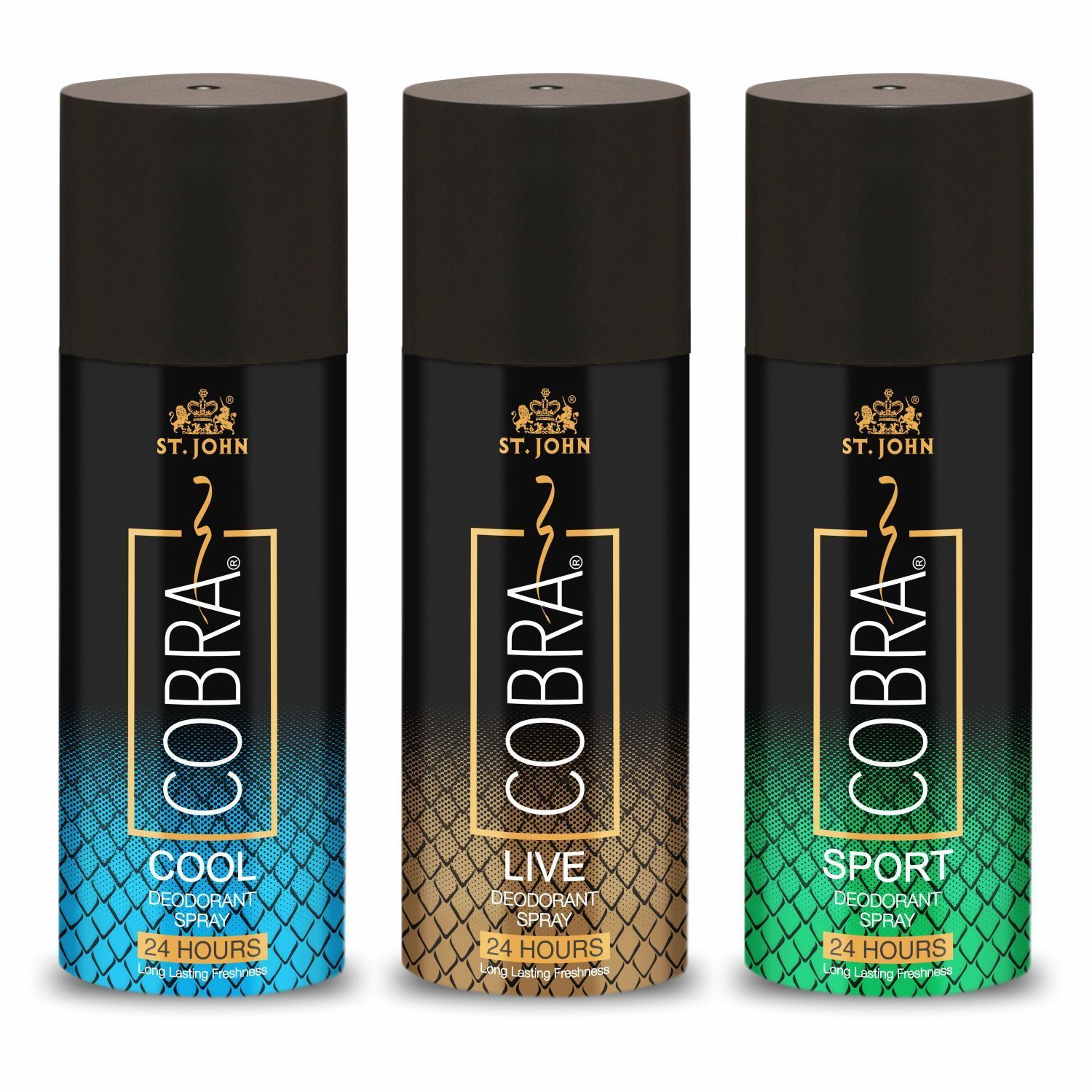 ST-JOHN cobra limited edition deo Cool,Live,Sport for men 450 ml (PACK OF 3) Deodorant Spray - For Men Deodorant Spray - For Men (450 ml, Pack of 3)
