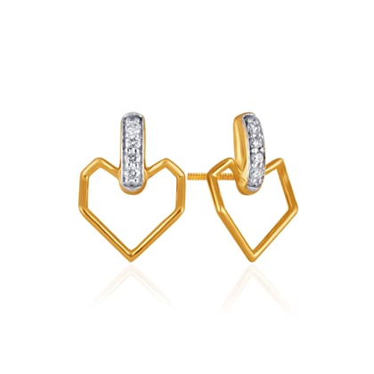 Senco Gold Reflecting Depth Of Love Diamond Earrings (14K Yellow Gold /FG-SI /1 g /0.05 Ct)