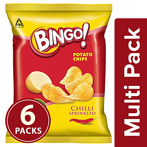 Bingo Yumitos Potato Chips - Original Style, Chilli, 6x43 g Multipack