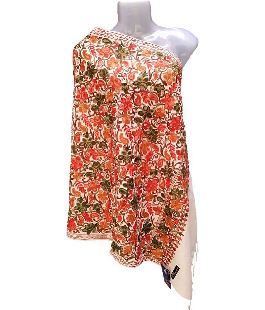 KASHMIRI GhostWhite Floral Pashmina Stoles