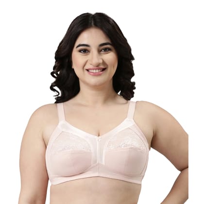 Enamor M-Frame Cotton Non Padded Non Wired Support Bra|A014-Pearl / 34B