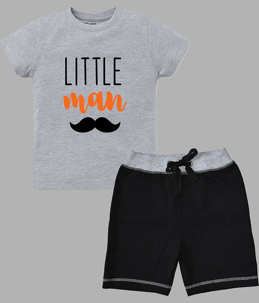 ETCHED DESIGN Pack of 1 Boys Cotton T-Shirt & Shorts Set ( Multicolor )
