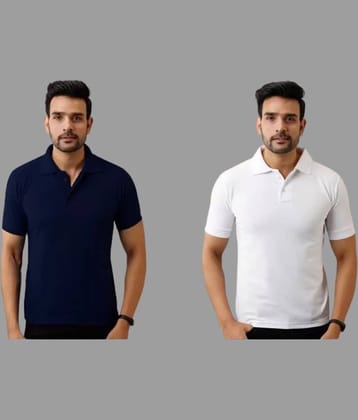 SKYRISE Pack of 2 Cotton Blend Slim Fit Solid Half Sleeves Men's Polo T Shirt ( Multicolor )