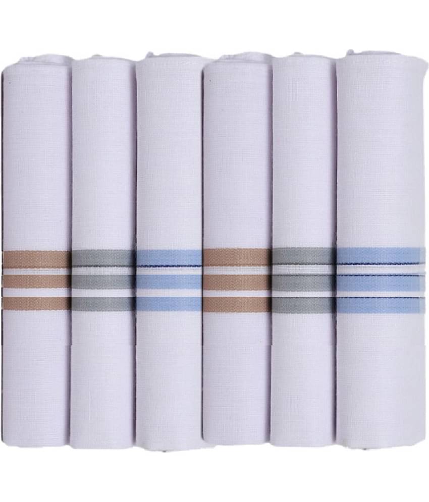 PENYAN - White Cotton Men's Handkerchief ( Pack of 6 )