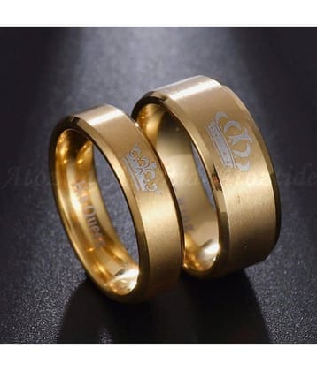 FASHION FRILL Gold Couple Ring ( Pack of 2 )