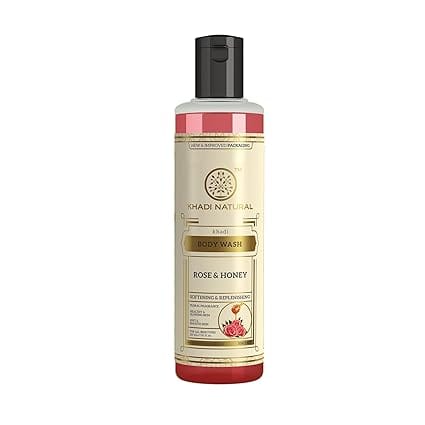 Khadi Natural Herbal Rose & Honey Body Wash - SLS & Paraben Free, 210 ml