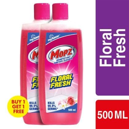 My Home Mopz Disinfectant Surface Cleaner - Floral Fresh, Buy 1 Get 1 Free, 500 ml