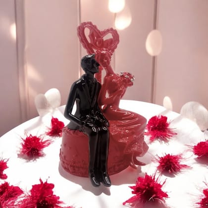 AMS Romantic Love Couple Figurine | Gift for Girlfriend, Boyfriend, Wife, Husband | Engagement, Proposal & Anniversary Decor | Elegant Couple Statue with Love Symbol | 14 CM