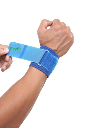 Ezyfit WRIST STRAP I WRIST SUPPORT BRACE I PAIN RELIEF I FREE SIZE I SPORTS MEN I EXERCISE I COLOR - BLUE