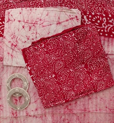 Handcrafted Batik Print 3 Piece Unstitched Cotton Suit set