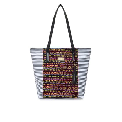 Jacquared Tote (L)-Black