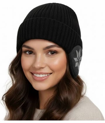 Infispace Black Woollen Women's Hat ( Pack of 1 )