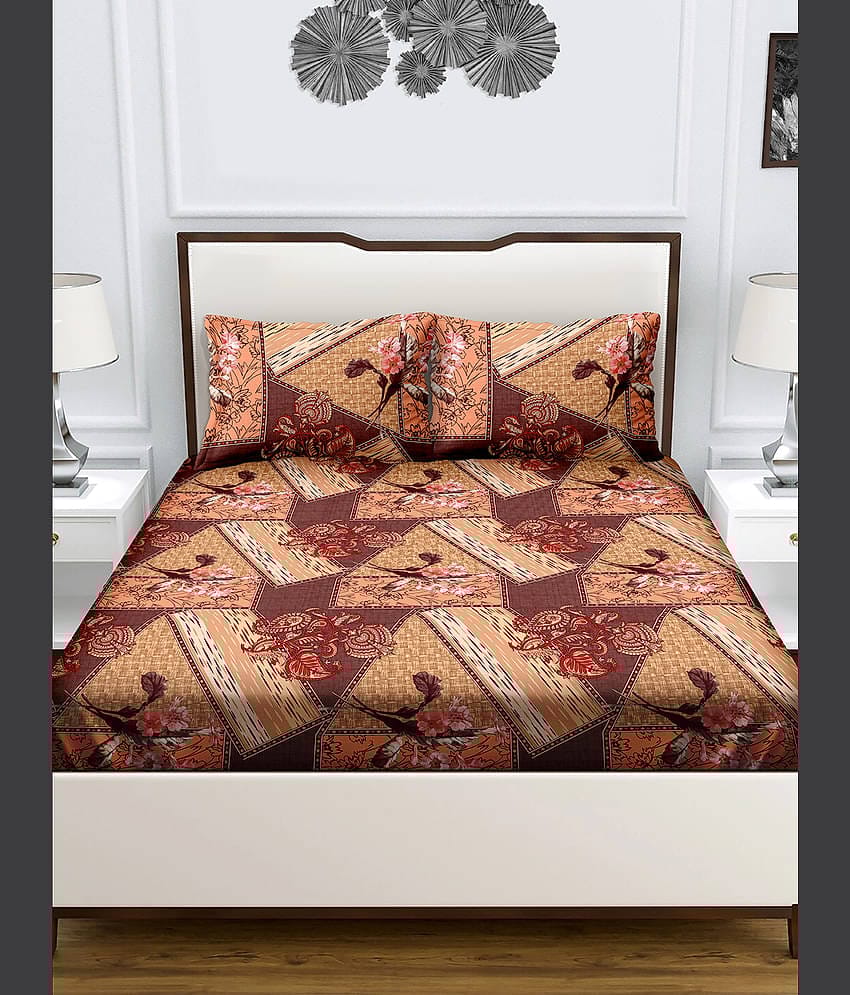 Bella Casa Cotton Double Bedsheet ( Multicolor )