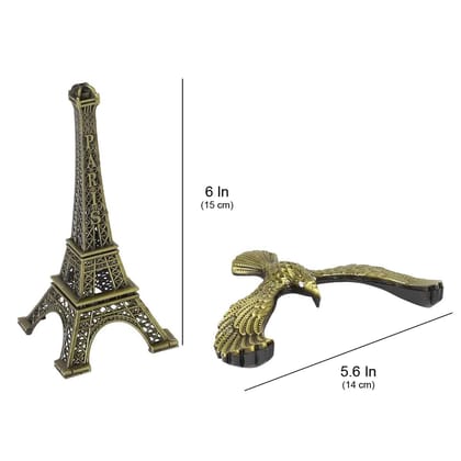 Multicolour Metal Eiffel Tower With Eagle Balancer, Miniature, Paris Landmark, Souvenir, Model, Replica, Monuments, Decorative Showpiece, Antique Finish (15 Cm)