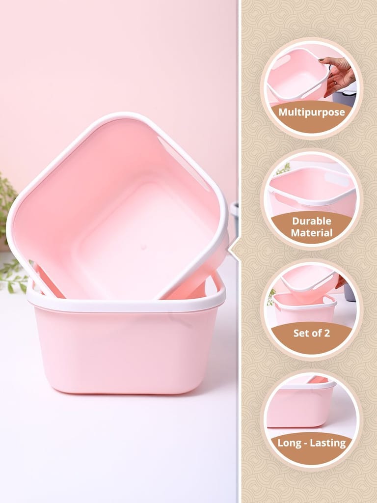 Pink Square Baskets (Set of 2)