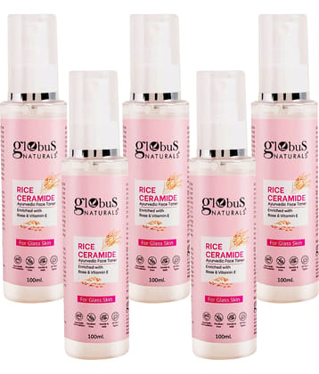 Globus Naturals Rice Ceramide Ayurvedic Face Toner, For Korean Glass Skin,100 ml (Pack of 5)