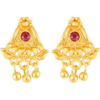 Vighnaharta Traditional wear Gold Plated Screw back alloy dangler studs CZ Earring for Women and Girls   [VFJ1867ERG]