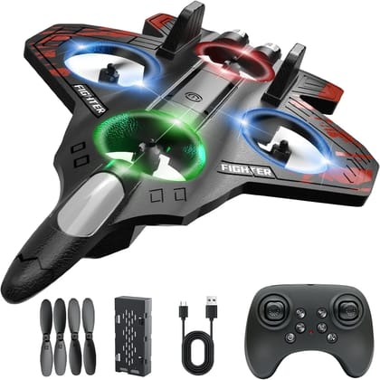 Remote Control Airplane 4 Channel RC Aircraft | EPP Foam High Elasticity Plane with 360 Degree Flight LED Lights | Rechargeable Toy with Dual Batteries Gift for Kids