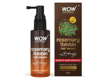 WOW Skin Science Rosemary & Biotin Hair Serum, Strengthens Weak Hair, Adds Volume, Revitalizes - 50ml WOW Skin Science Rosemary & Biotin Hair Serum, Strengthens Weak Hair, Adds Volume, Revitalizes - 50ml