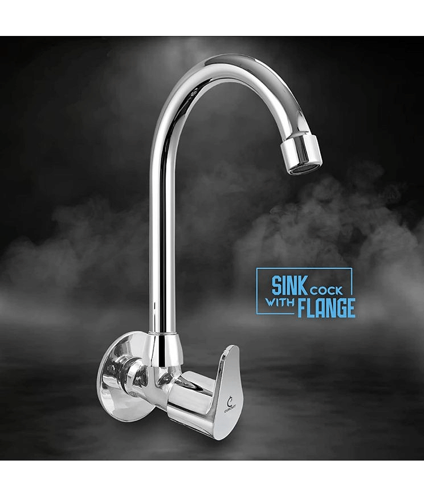 Bathfax Torreno Zinc Alloy Wall Mounted Sink Cock Tap Steel Kitchen Sink Tap (Sink Cock)