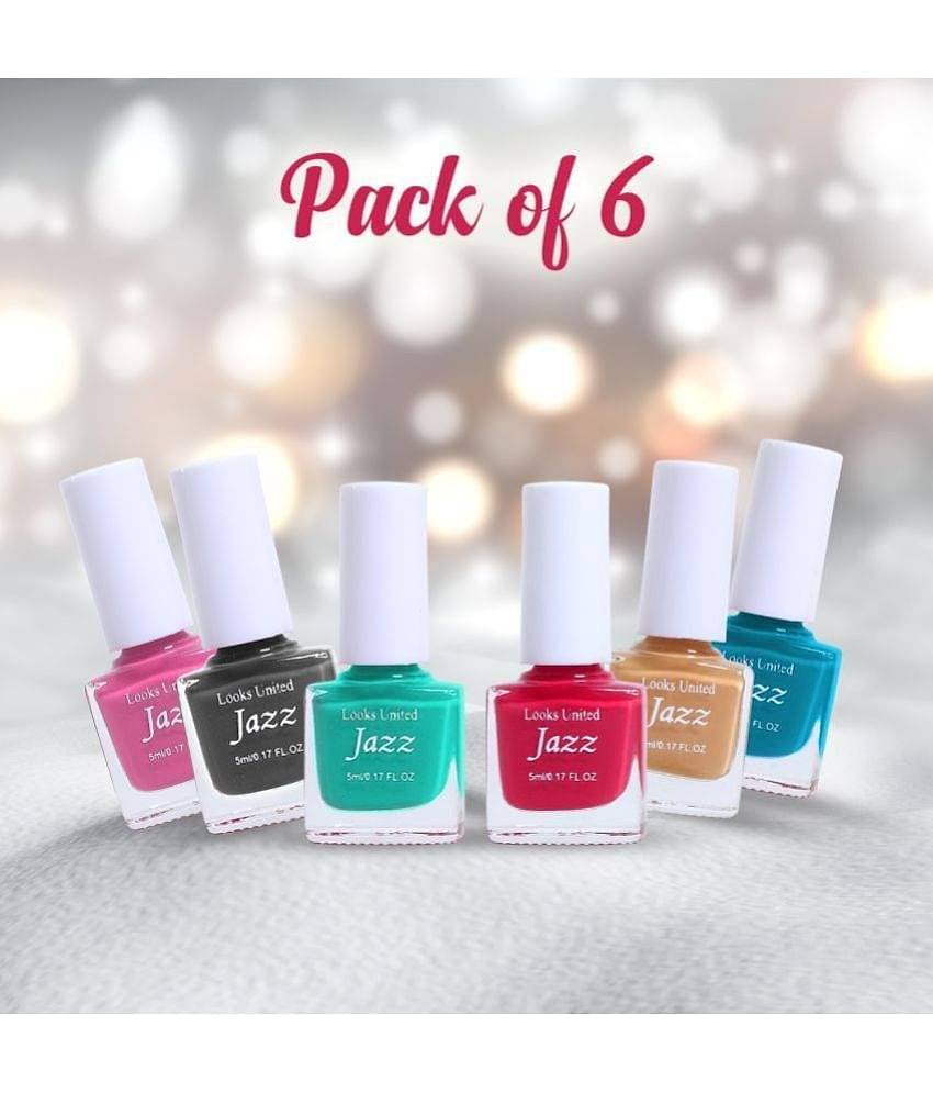 Looks United - Multi Glossy Nail Polish ( Pack of 6 )