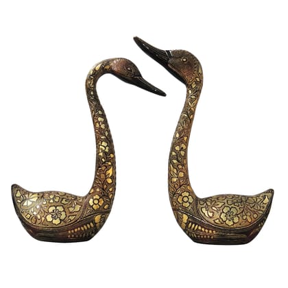 Brass Showpiece Duck Pair Statue (ANMAS020)