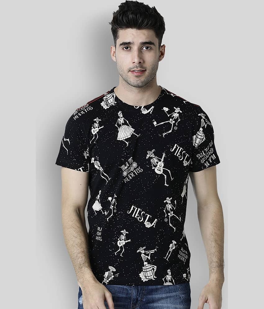 Huetrap Pack of 1 Cotton Regular Fit Men's T-Shirt ( Black )