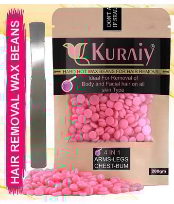 KURAIY Hair Removal Hot Hard Body Wax Beans (200Gm) for Face, Arm, Legs, and whole Body