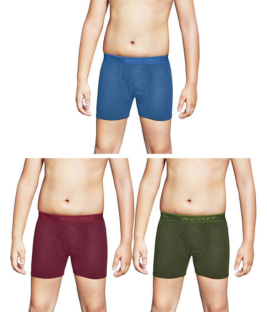 Dixcy Scott Cross Cotton Multicolor Plain/Solid Kids/Boys Trunk/Underwear - Pack of 3