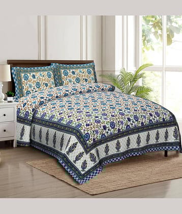 CLOTHORO Cotton 1 Double King Bedsheet with 2 Pillow Covers ( Multicolor )