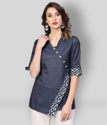 Yash Gallery Women's Denim Regular Top ( Dark Grey )