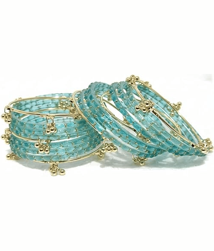 Vedhahi Light Blue Bangle Set ( Pack of 16 )
