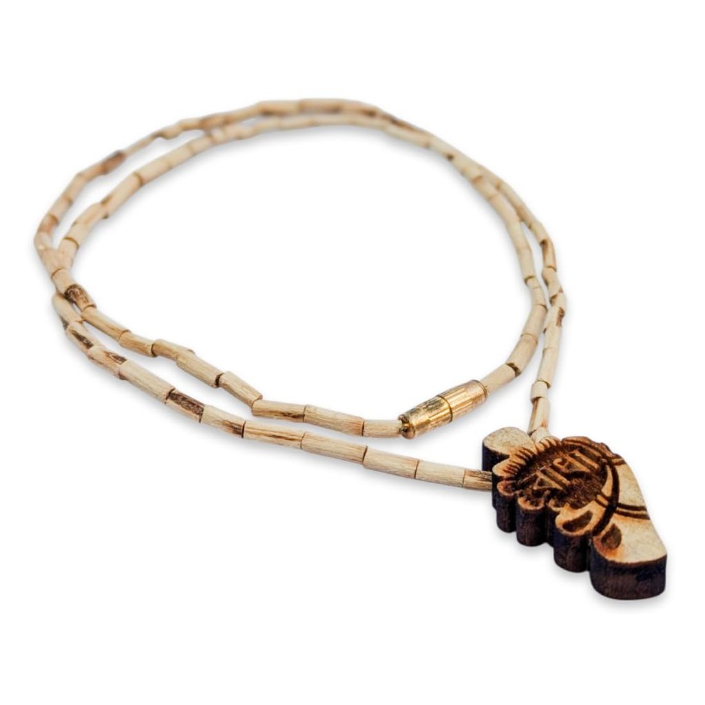 MAYAPURI Engraved Design Radha Tulsi Mala or Holy Basil Wooden Necklace with Radha Pendant Locket (Pack of 1) - Pooja Needs | Buy online on ZillyBuy