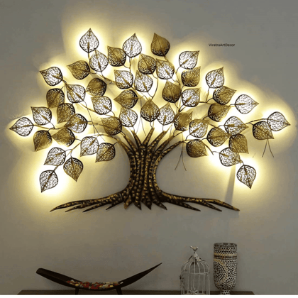 Metallic Tree of Life Wall Art With Shining Light