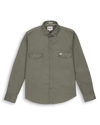 DOUBLE POCKET SOLID SHIRT IN OLIVE-M