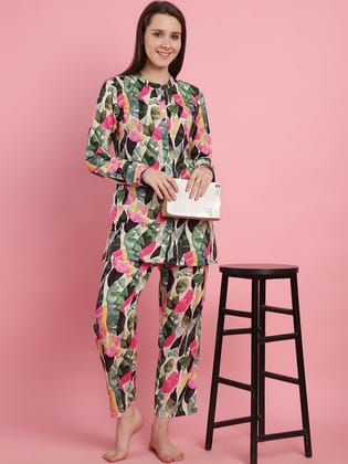 FRUITY PRINT WOMEN STUNNING MULTI COLORED GRAPHIC PRINTED CO-ORD SET-M / Multi